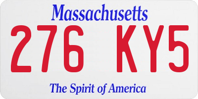 MA license plate 276KY5