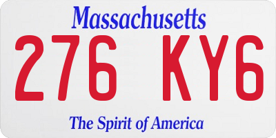 MA license plate 276KY6