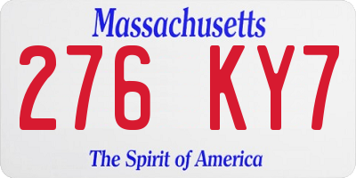 MA license plate 276KY7