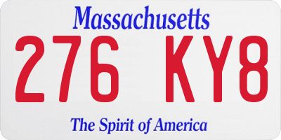 MA license plate 276KY8