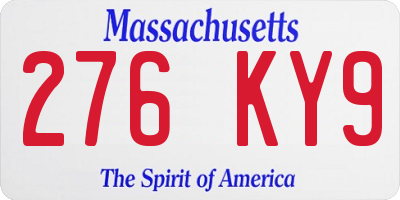 MA license plate 276KY9
