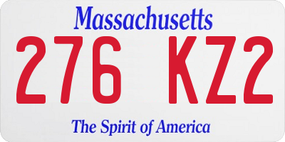 MA license plate 276KZ2