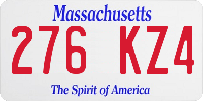 MA license plate 276KZ4