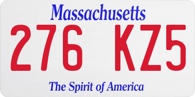 MA license plate 276KZ5