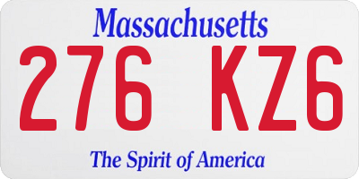 MA license plate 276KZ6