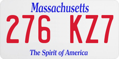 MA license plate 276KZ7