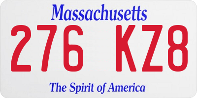 MA license plate 276KZ8