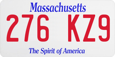 MA license plate 276KZ9