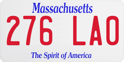 MA license plate 276LA0