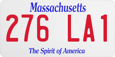 MA license plate 276LA1