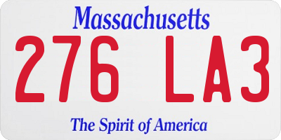 MA license plate 276LA3