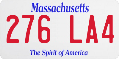 MA license plate 276LA4