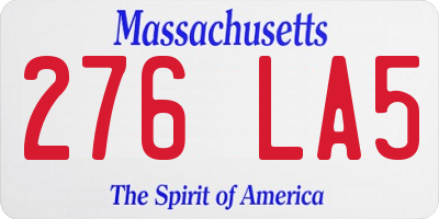 MA license plate 276LA5