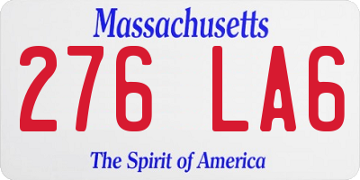 MA license plate 276LA6