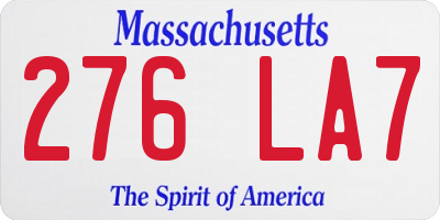 MA license plate 276LA7
