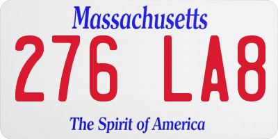 MA license plate 276LA8