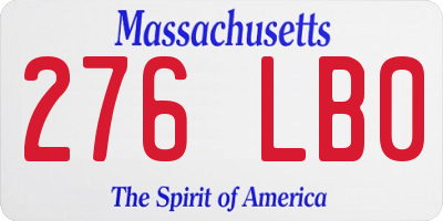 MA license plate 276LB0