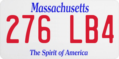 MA license plate 276LB4