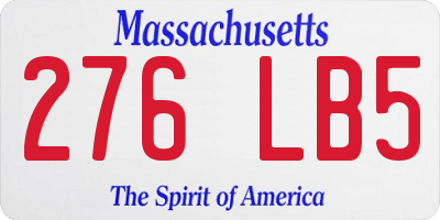 MA license plate 276LB5