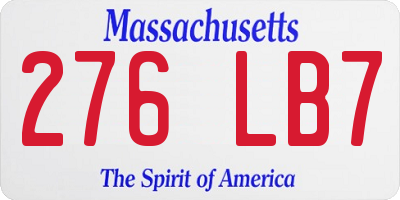 MA license plate 276LB7