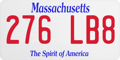 MA license plate 276LB8