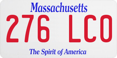 MA license plate 276LC0