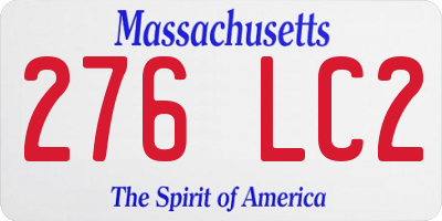 MA license plate 276LC2