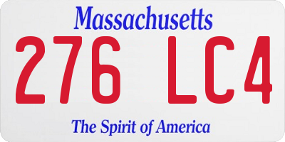 MA license plate 276LC4