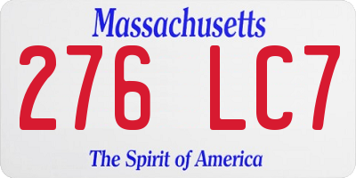 MA license plate 276LC7