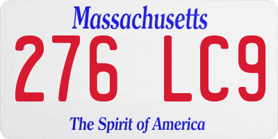 MA license plate 276LC9