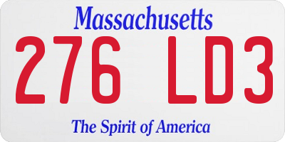 MA license plate 276LD3