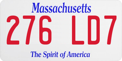 MA license plate 276LD7