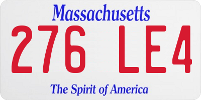 MA license plate 276LE4