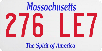 MA license plate 276LE7