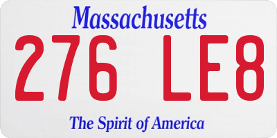 MA license plate 276LE8