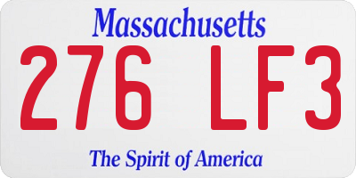 MA license plate 276LF3