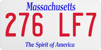 MA license plate 276LF7