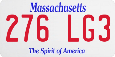 MA license plate 276LG3