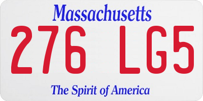 MA license plate 276LG5