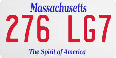 MA license plate 276LG7