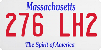 MA license plate 276LH2