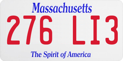 MA license plate 276LI3