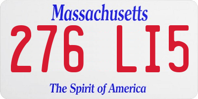 MA license plate 276LI5