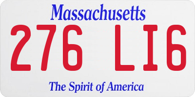 MA license plate 276LI6
