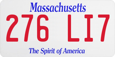 MA license plate 276LI7