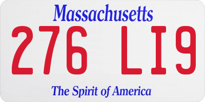 MA license plate 276LI9