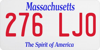 MA license plate 276LJ0
