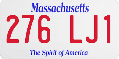 MA license plate 276LJ1