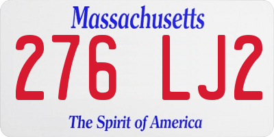 MA license plate 276LJ2