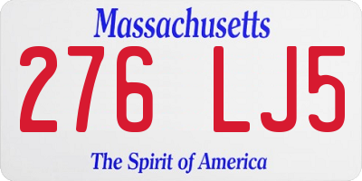 MA license plate 276LJ5